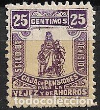 Sellos: VI&Ntilde;ETAS. Caja de Pensiones para la Vejez y de Ahorros, Sello de Previsi&oacute;n, 25 cts. violeta * *