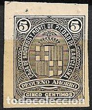 Sellos: VI&Ntilde;ETAS. Caja de Pensiones para la Vejez y de Ahorros, Peque&ntilde;o Ahorro, 5 cts. negro sin dentar (*)