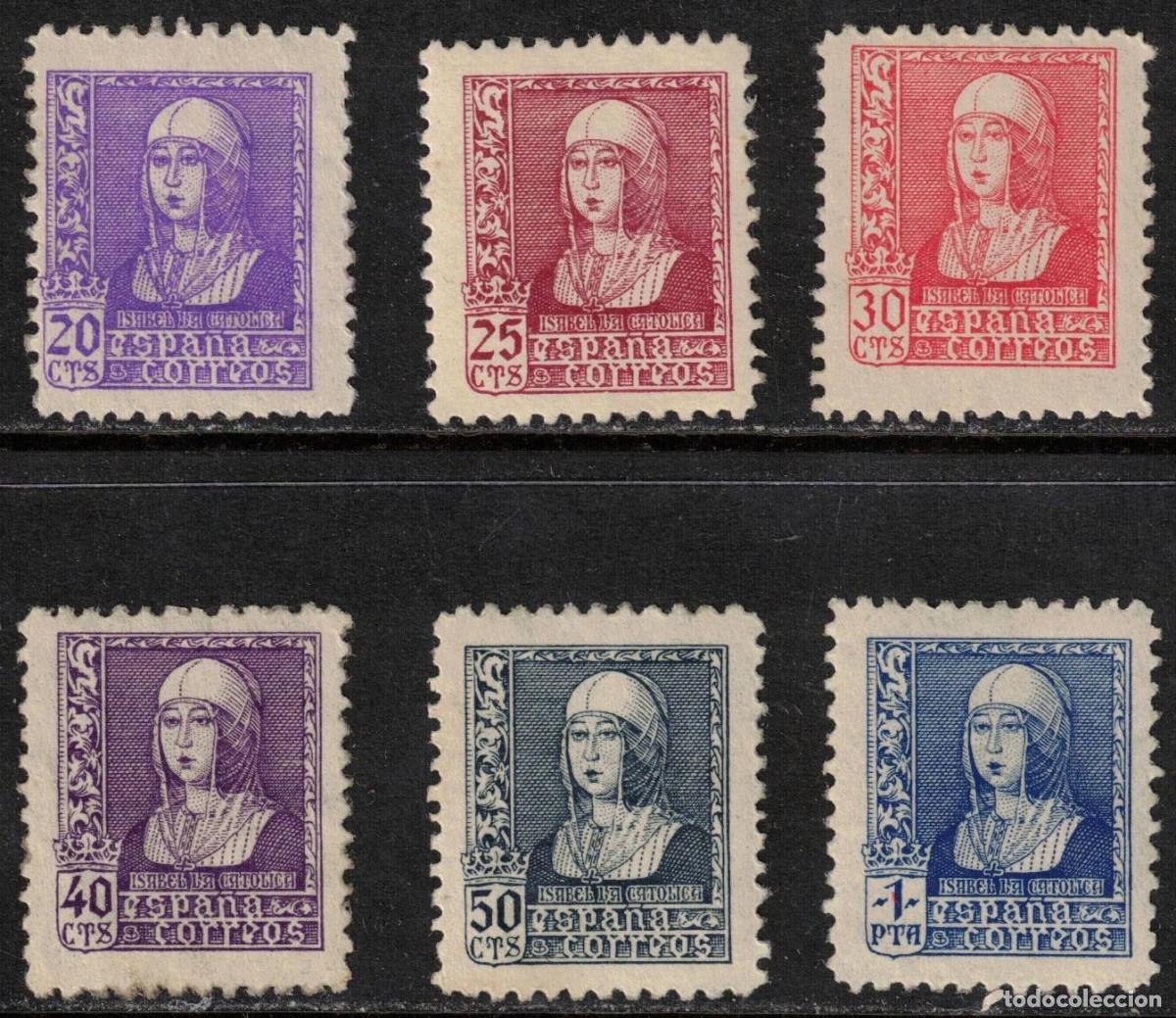 Sellos: ESPA&Ntilde;A - ISABEL LA CATOLICA * 855/860 - A&Ntilde;O 1938-1939