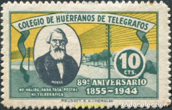 Sellos: 792495 HINGED ESPA&Ntilde;A 1944 CONMEMORACION DEL 89 ANIVERSARIO DE LA FUNDACION DEL CUERPO DE TELEGRAFO