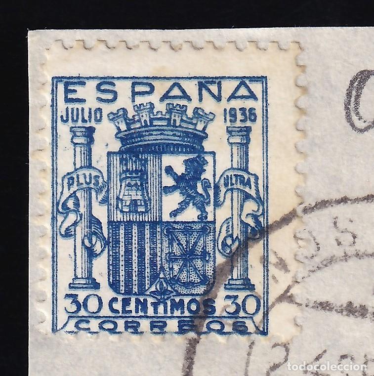 Sellos: ESPA&Ntilde;A, 1936 EDIFIL N&ordm; 801ed, 30 c. azul, [Doble impresi&oacute;n.]