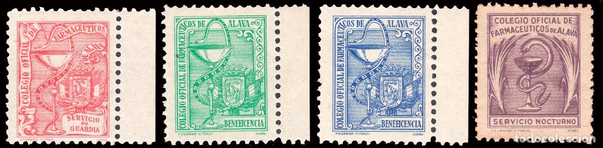 Sellos: &Aacute;lava - Vi&ntilde;etas - 1940 - S/Cat ** - 4 valores &rdquo;Colegio Oficial Farmac&eacute;uticos (2) + Servicio de...