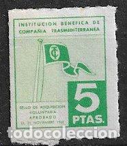 Sellos: VI&Ntilde;ETAS Instituci&oacute;n Ben&eacute;fica Compa&ntilde;&iacute;a Transmediterr&aacute;nea, 5 ptas. * *