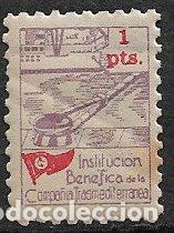 Sellos: VI&Ntilde;ETAS Instituci&oacute;n Ben&eacute;fica Compa&ntilde;&iacute;a Transmediterr&aacute;nea, 1 pta. lila y rojo * *