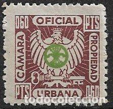 Sellos: VI&Ntilde;ETAS C&aacute;mara Oficial de la Propiedad Urbana, 60 cts. casta&ntilde;o y verde * *