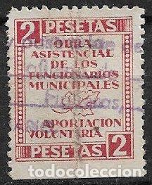 Sellos: VI&Ntilde;ETAS Obra Asistencial de los Funcionarios Municipales, 2 pts. rojo (o)