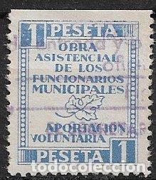 Sellos: VI&Ntilde;ETAS Obra Asistencial de los Funcionarios Municipales, 1 pta. azul (o)