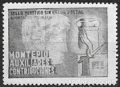Sellos: VI&Ntilde;ETAS Montep&iacute;o Auxiliares de Contribuciones, 1 pta. gris (*)