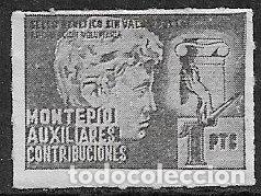 Sellos: VI&Ntilde;ETAS Montep&iacute;o Auxiliares de Contribuciones, 1 pta. negro (*)
