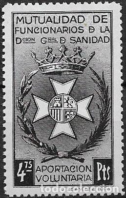 Sellos: VI&Ntilde;ETAS Mutualidad de Funcionarios de la D. G. de Sanidad, 4,75 ptas. negro * *