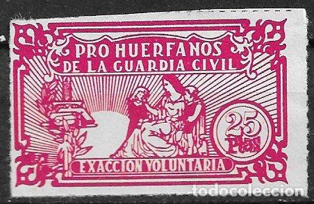 Sellos: VI&Ntilde;ETAS Pro Hu&eacute;rfanos de la Guardia Civil, 25 pta. rosa (*) d. l&iacute;nea
