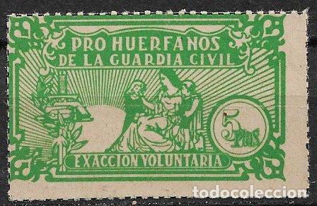 Sellos: VI&Ntilde;ETAS Pro Hu&eacute;rfanos de la Guardia Civil, 5 ptas. verde * *