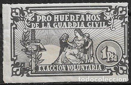 Sellos: VI&Ntilde;ETAS Pro Hu&eacute;rfanos de la Guardia Civil, 1 pta. negro * * de l&iacute;nea