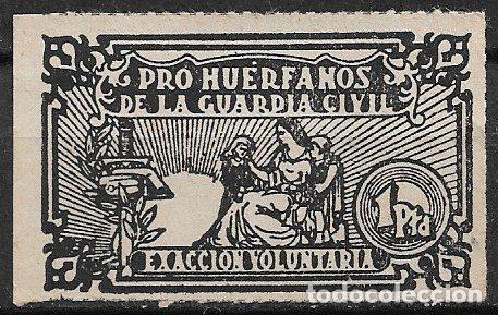 Sellos: VI&Ntilde;ETAS Pro Hu&eacute;rfanos de la Guardia Civil, 1 pta. negro (*) de l&iacute;nea