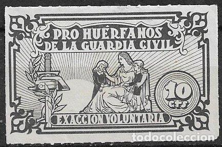 Sellos: VI&Ntilde;ETAS Pro Hu&eacute;rfanos de la Guardia Civil, 10 cts. negro (*) d. l&iacute;nea