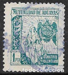 Sellos: VI&Ntilde;ETAS Mutualidad de Aduanas, 1 pta. verde (o)