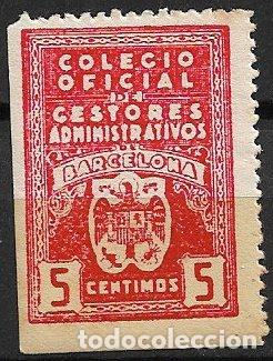 Sellos: VI&Ntilde;ETAS Colegio Oficial de Gestores Administrativos, 5 cts. rojo * * Barcelona