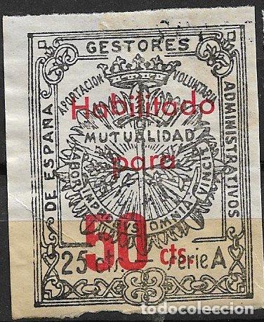 Sellos: VI&Ntilde;ETAS Mutualidad de Gestores Administrativos de Espa&ntilde;a, 25 cts. hab. 50 cts. rojo (*) sin dentar