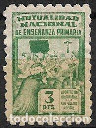 Sellos: VI&Ntilde;ETAS Mutualidad Nacional de Ense&ntilde;anza Primaria, 3 pts. verde *
