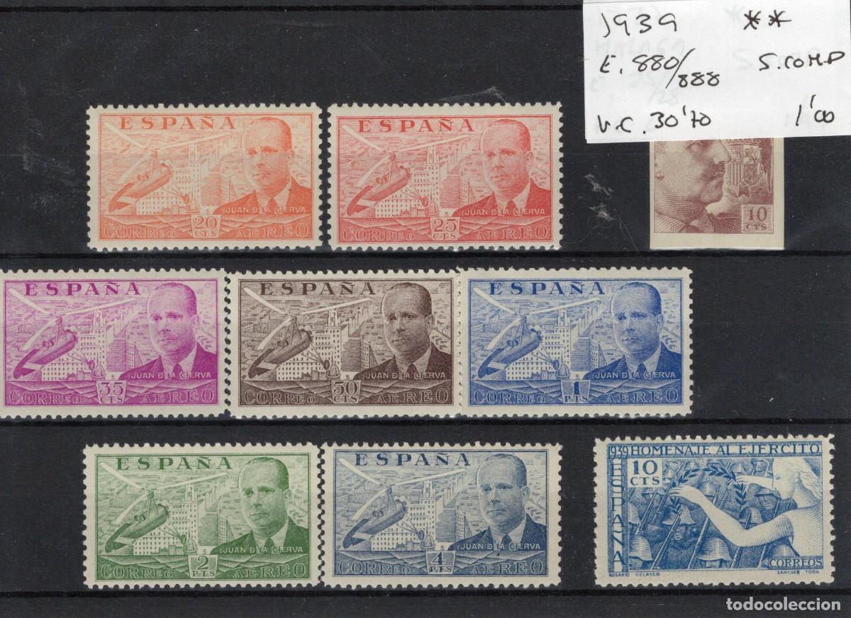 Sellos: Sellos Espa&ntilde;a a&ntilde;o 1939 EDIFIL 880/888** sellos originales en nuevo SERIE COMPLETA v.c. 30.70 &euro;