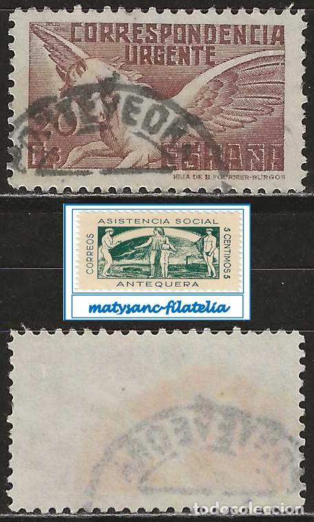 Sellos: ESPA&Ntilde;A 1937. EDIFIL 832. SERIE COMPLETA &rdquo;PEGASO CON PI&Eacute; DE IMPRENTA&rdquo;. USADO.