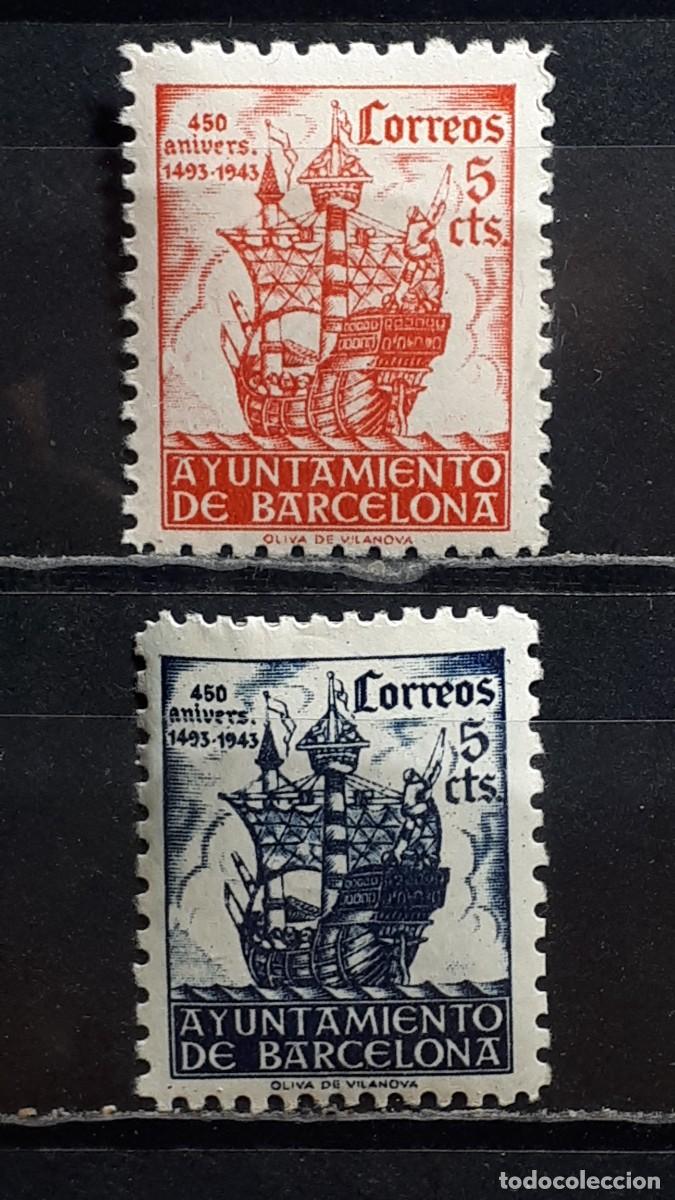 Sellos: ESPA&Ntilde;A. A&Ntilde;O 1943. *. EDIFIL BARCELONA 49/50