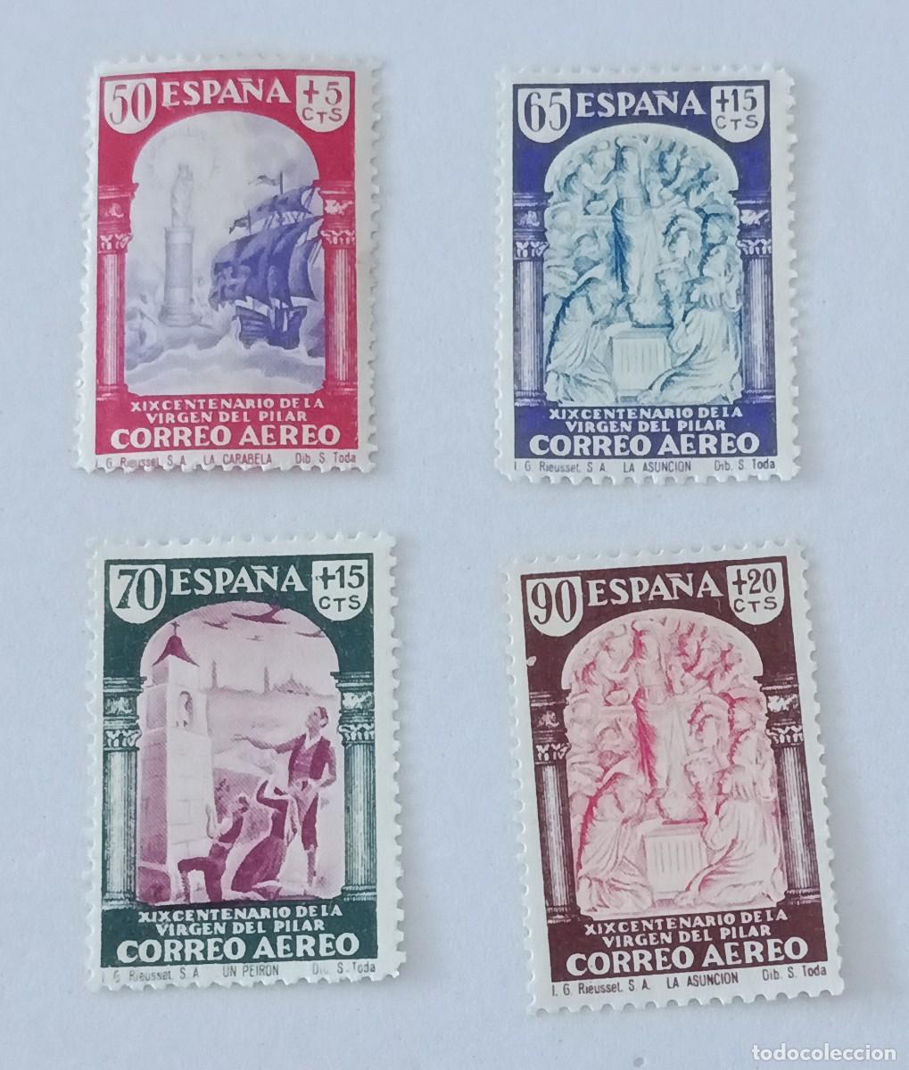 Sellos: Sellos Espa&ntilde;a 1940, XIX aniversario venida Virgen del Pilar a Zaragoza, edifil 904/908