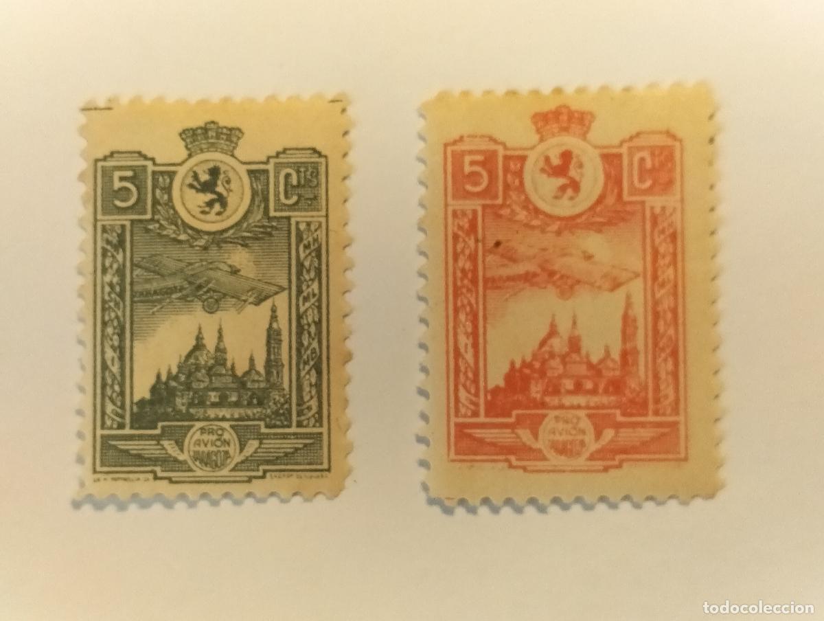 Sellos: SELLOS LOCALES ZARAGOZA - GUERRA CIVIL - EDIFIL 5 y 6