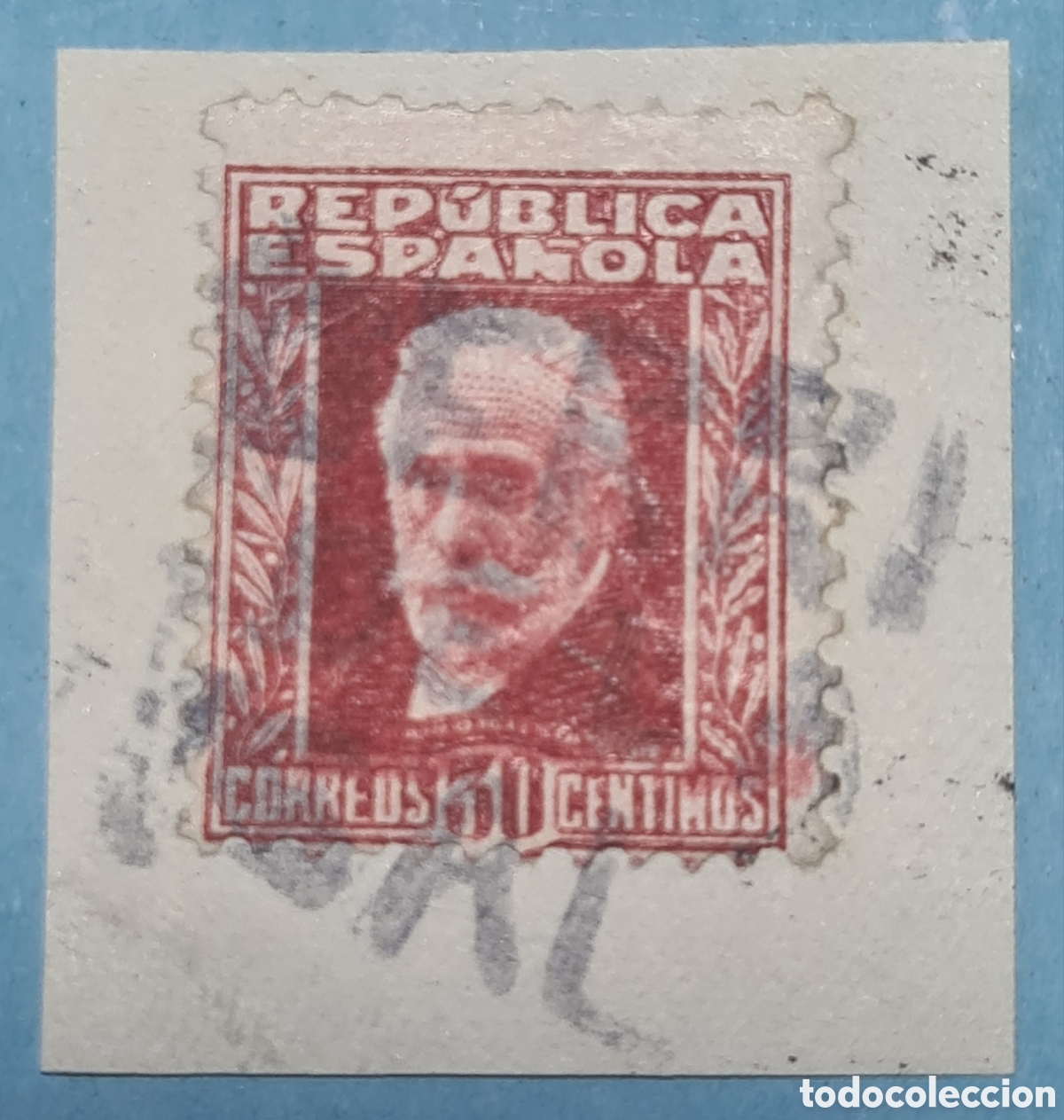 Sellos: CARTERIA ESPECIAL - GUERRI DE LA SAL (GERONA) - MARCA COMPLETA SOBRE FRAGMENTO REPUBLICA EDIFIL 659