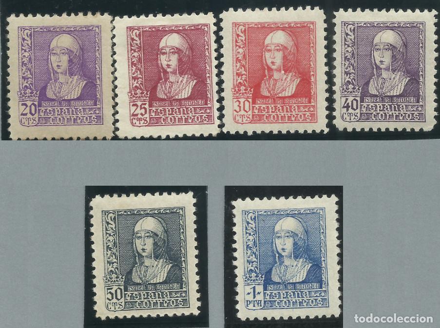 Sellos: Edifil 855-860 serie completa MH Isabel La Cat&oacute;lica Espa&ntilde;a 1938 1939