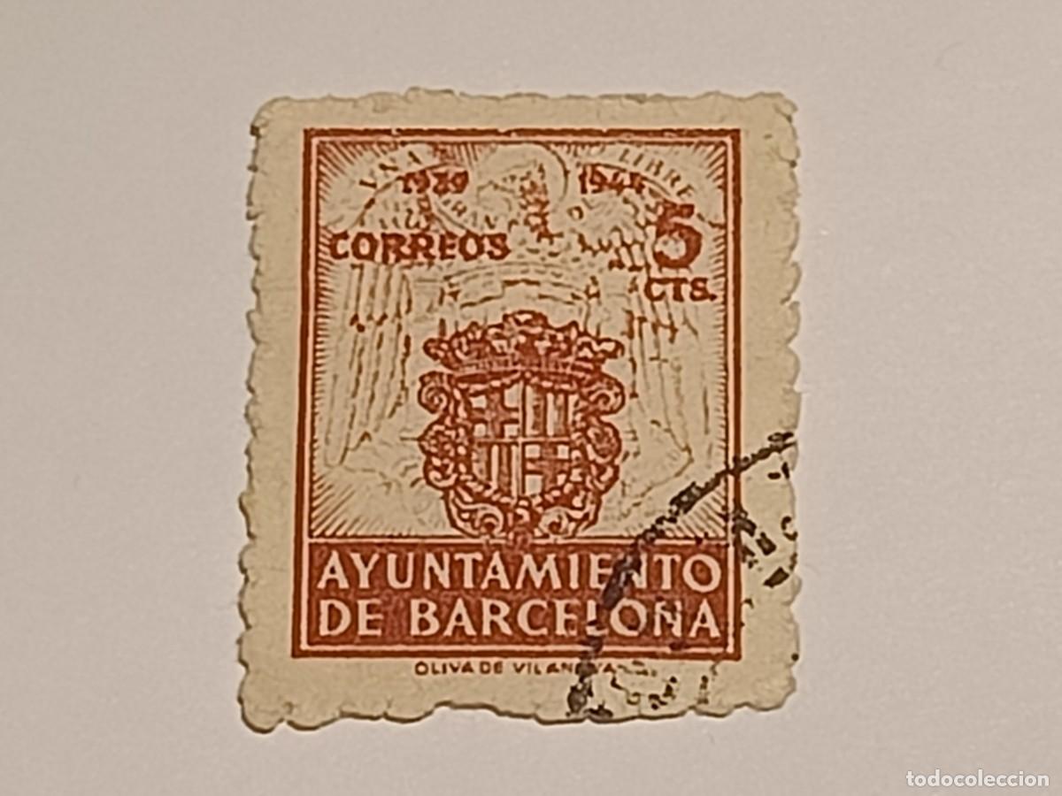 Sellos: Sello Ayuntamiento de Barcelona 5 cts. 1944