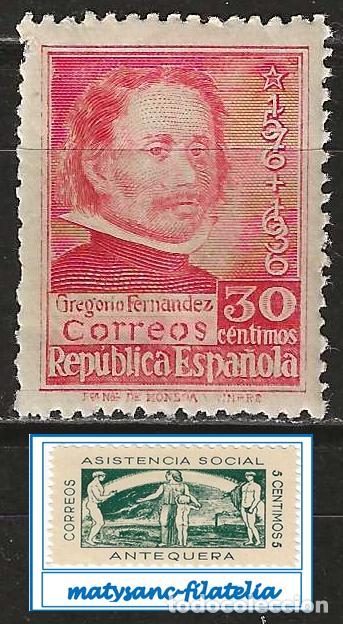 Sellos: ESPA&Ntilde;A 1937. EDIFIL 726. SERIE COMPLETA &rdquo;III CENTENARIO DE LA MUERTE DE GREGORIO FERN&Aacute;NDEZ&rdquo;. MNH