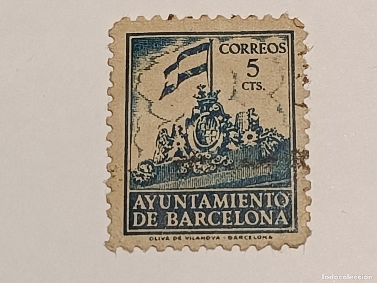 Sellos: Sello Ayuntamiento de Barcelona 5 centimos. 1940