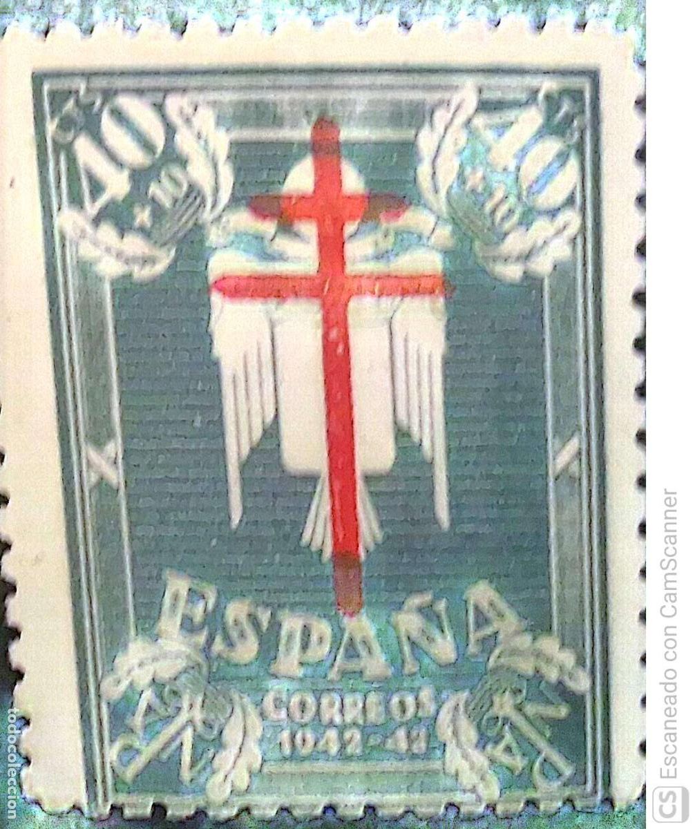 Sellos: Espa&ntilde;a. 959 Pro Tuberculosos: Cruz de Lorena en carm&iacute;n. 1942. Sellos nuevos y numeraci&oacute;n Edifil.