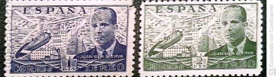 Sellos: Espa&ntilde;a. 884/885 Juan de la Cierva: La Cierva y Autogiro. 1939. Sellos nuevos y numeraci&oacute;n Edifil.