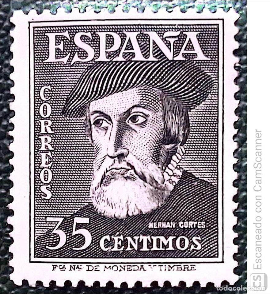 Sellos: Espa&ntilde;a. 1035 Personajes: Hern&aacute;n Cort&eacute;s. 1948. Sellos nuevos y numeraci&oacute;n Edifil.
