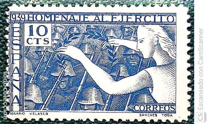 Sellos: Espa&ntilde;a. 887 Homenaje al Ej&eacute;rcito. 1939. Sellos nuevos y numeraci&oacute;n Edifil.