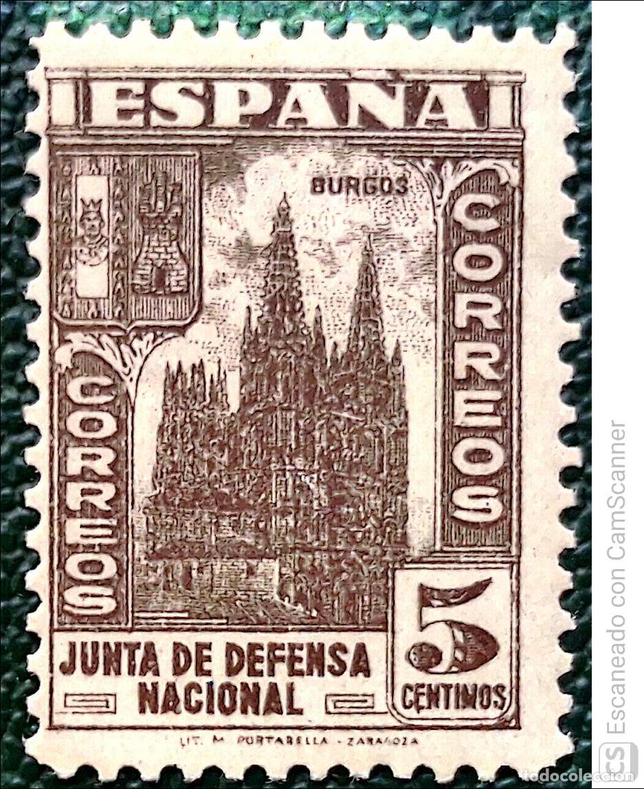 Sellos: Espa&ntilde;a. 804 Junta de Defensa Nacional: Catedral de Burgos. 1936. Sellos nuevos y numeraci&oacute;n Edifil.