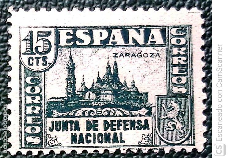 Sellos: Espa&ntilde;a. 806 Junta de Defensa Nacional: Bas&iacute;lica del Pilar. 1936. Sellos nuevos y numeraci&oacute;n Edifil.