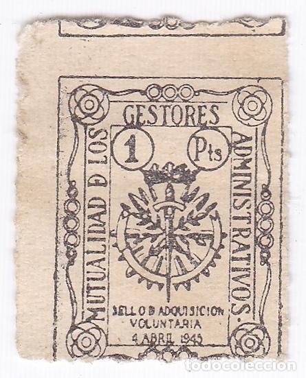 Sellos: Mutualidad de los gestores administrativos. Sello adquisici&oacute;n voluntaria. 1 Peseta.