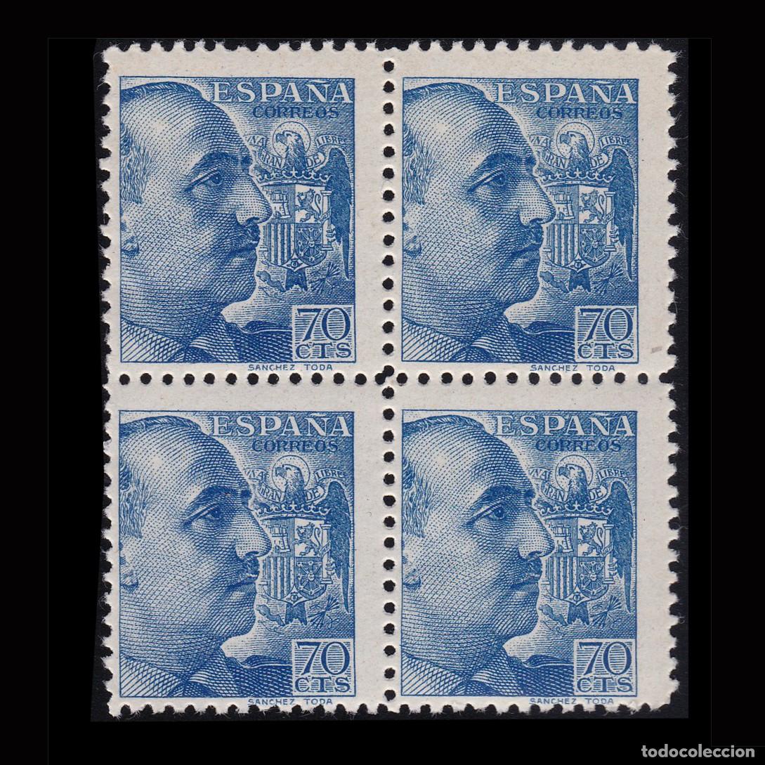 Sellos: Estado Espa&ntilde;ol.1939.G. Franco.70c. **.Blq4 Edifil 874 + OBSEQUIO