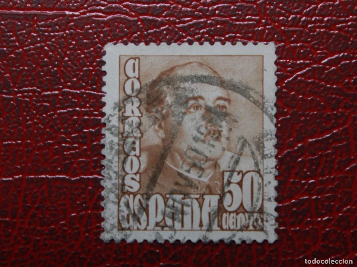 Sellos: Espa&ntilde;a 1948 - General Franco - Edifil 1022 - 50 cts casta&ntilde;o claro - Usado