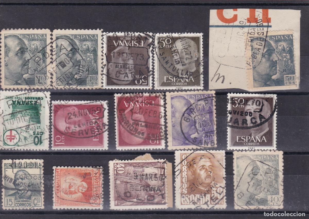 Sellos: FC4-61-Franco y Otro Lote 15 Sellos Matasellos CAJA /GIRO Postal