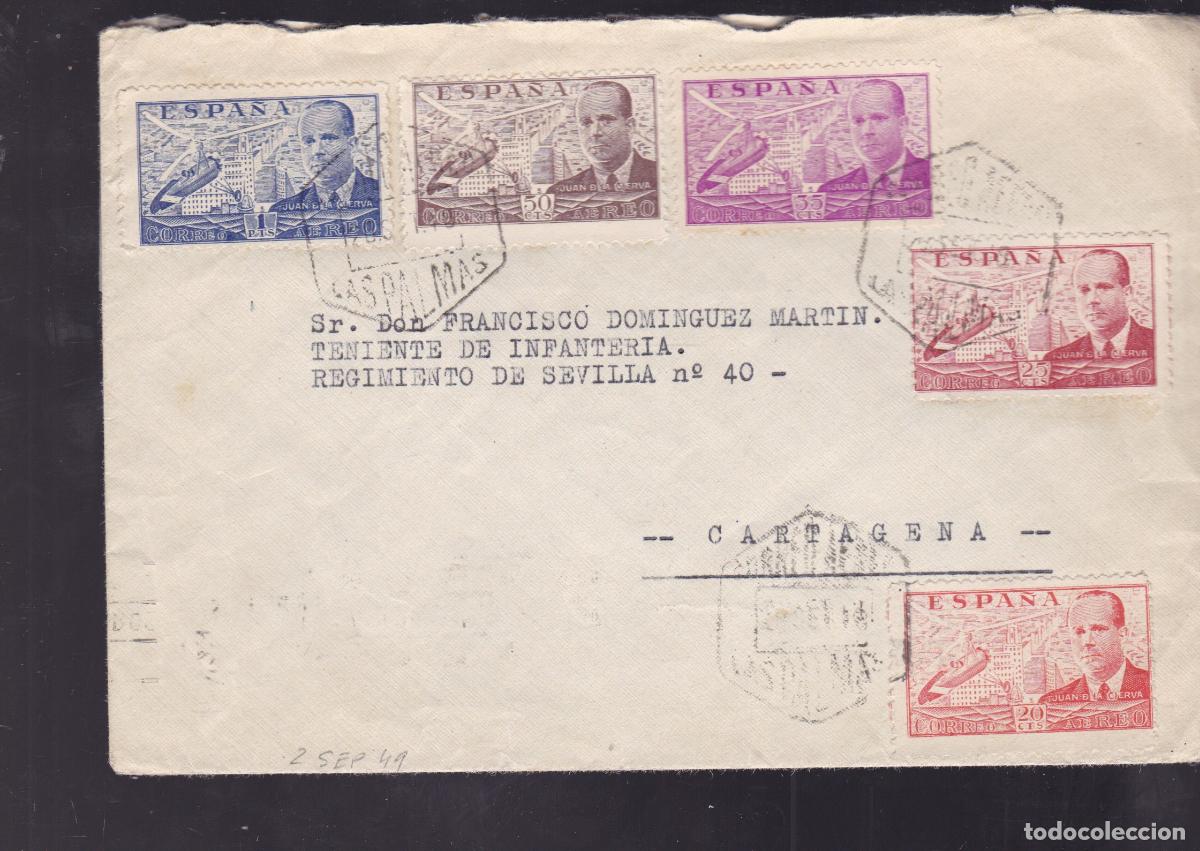 Sellos: HP3-2- Carta LAS PALMAS - CARTAGENA 1948