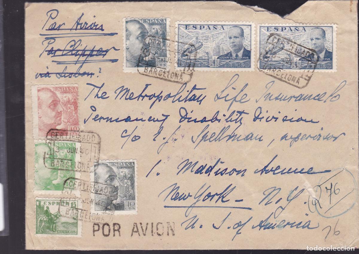 Sellos: HP3-2- Carta BARCELONA- NUEVA YORK 1940