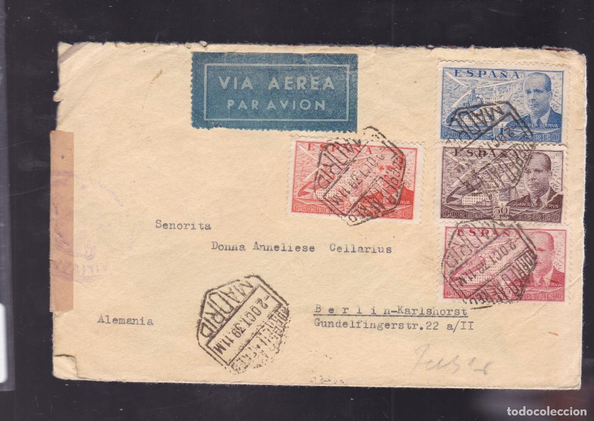 Sellos: HP3-3- Carta MADRID -ALEMANIA 1939. CENSURA