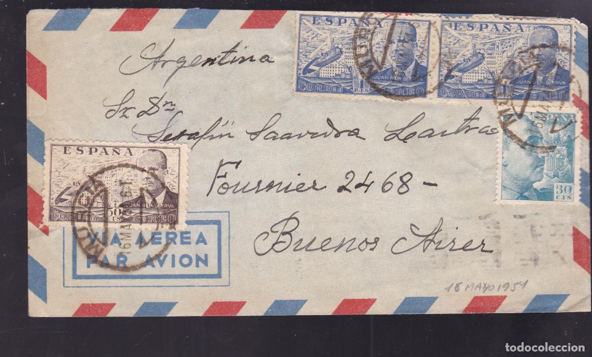 Sellos: HP3-4- Carta MURCIA-ARGENTINA 1951