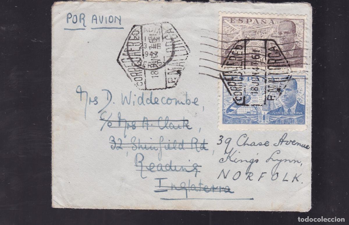 Sellos: HP3-5- Carta PALMA DE MALLORCA- INGLATERRA 1947