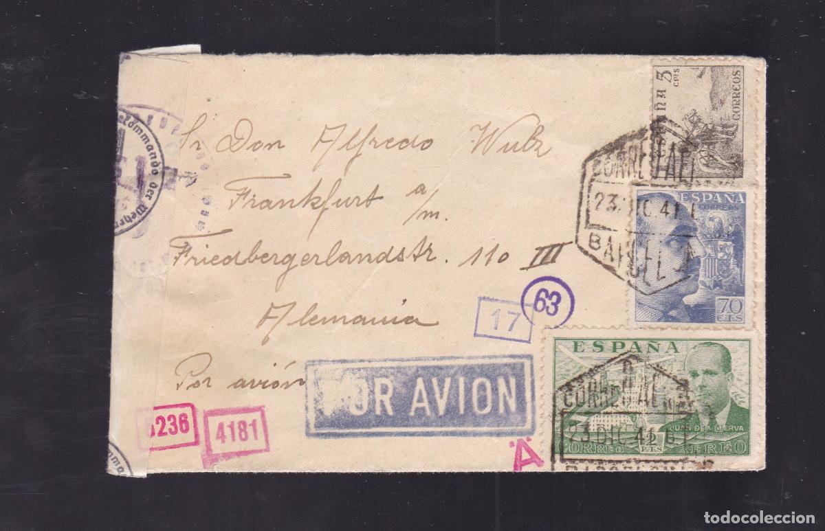 Sellos: HP3-6- Carta BARCELONA-ALEMANIA 1941. Censura