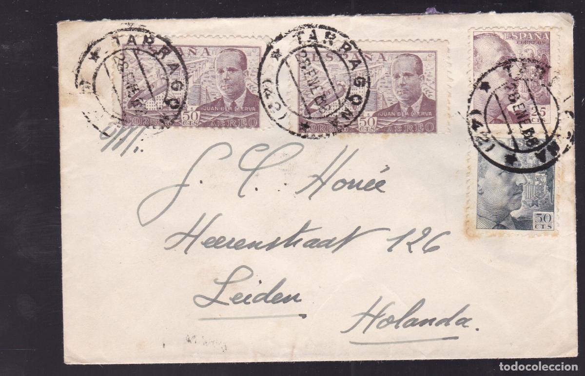 Sellos: HP3-7- Carta TARRAGONA- HOLANDA 1948